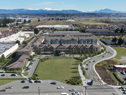 Fields Senior Living at Smokey Point aerial view of community