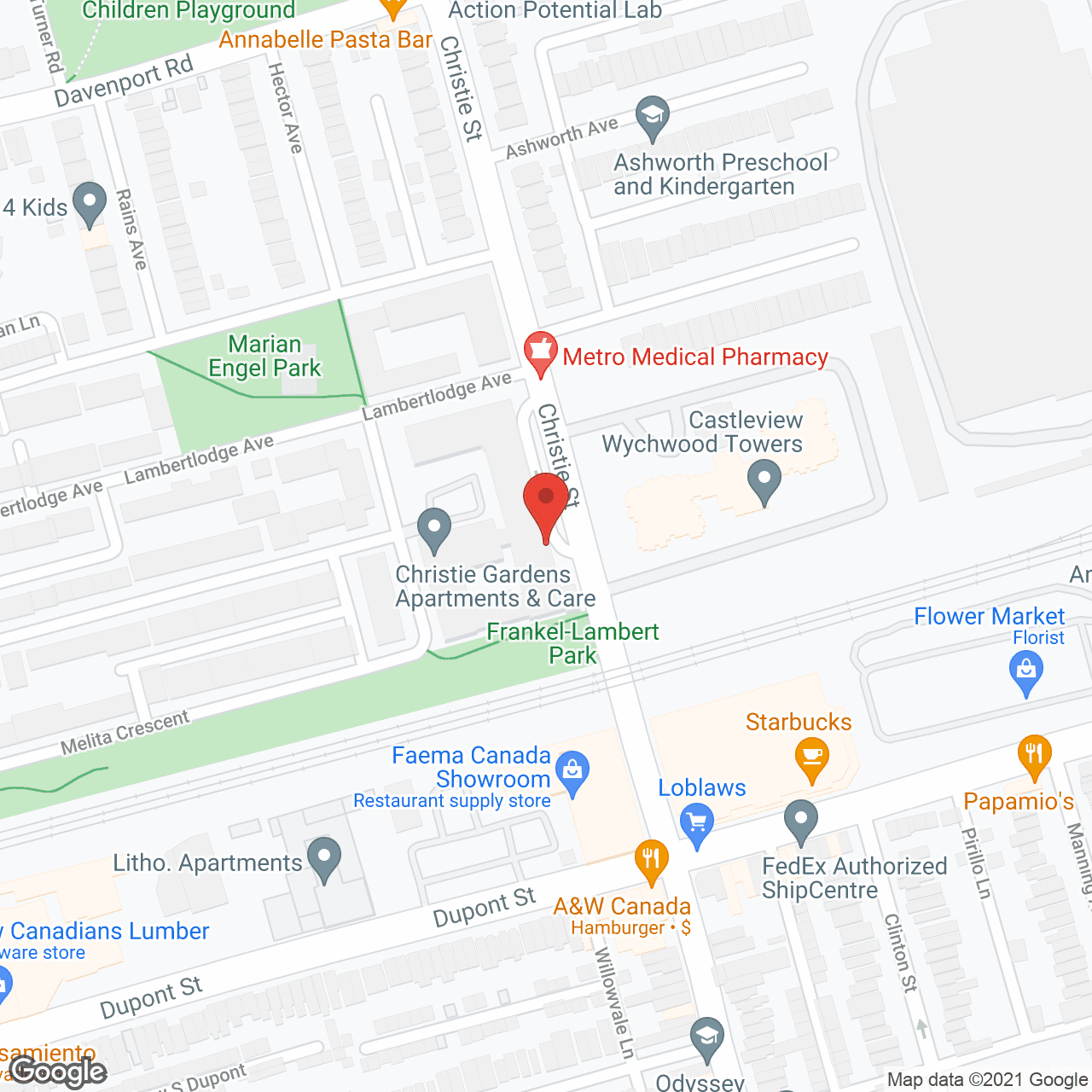 Christie Gardens in google map