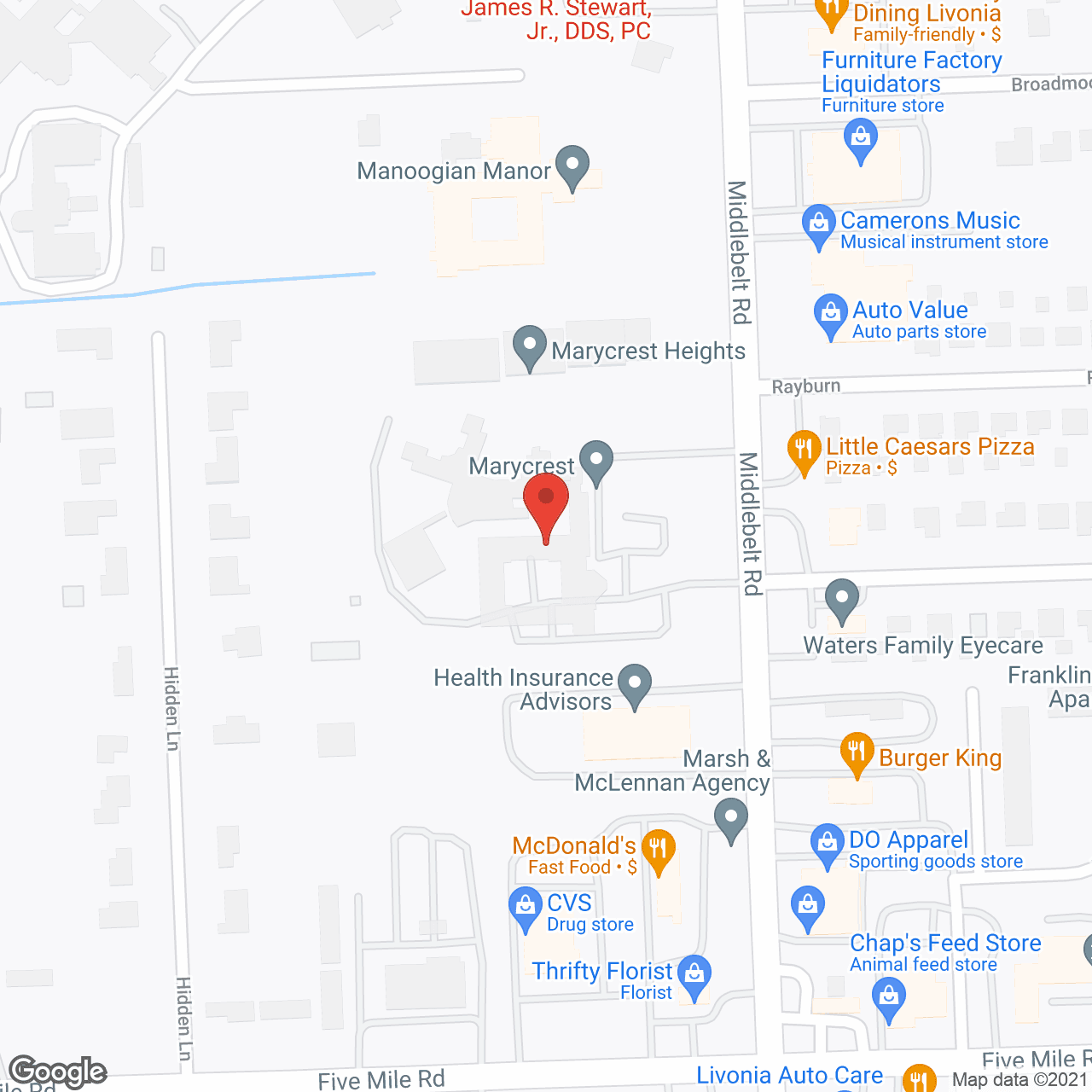 Marycrest Heights in google map